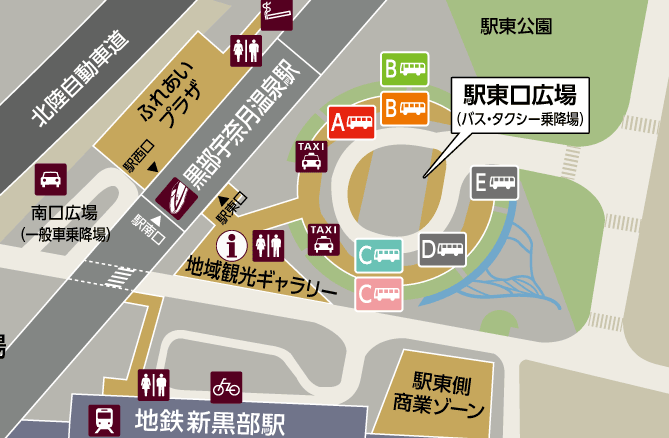 黒部宇奈月温泉駅からの路線図マップ