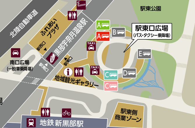 黒部宇奈月温泉駅からの路線図マップ